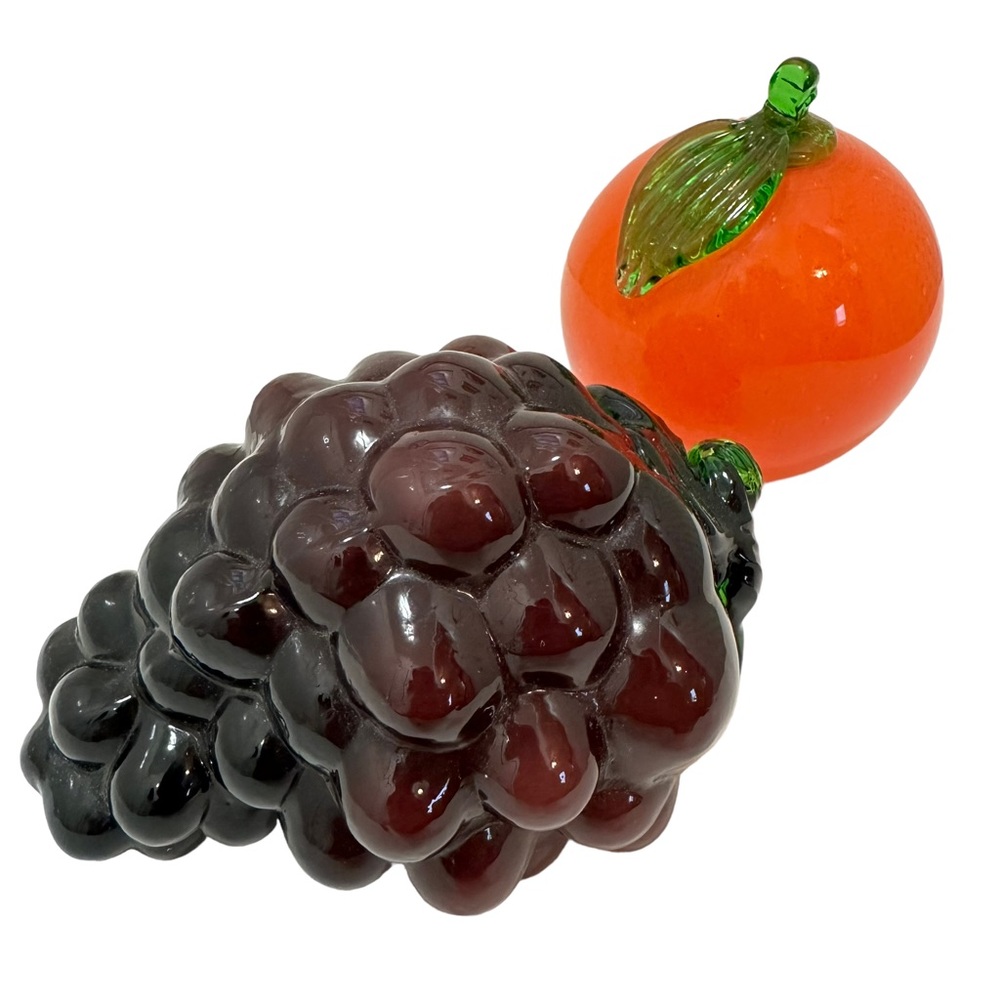 Glass Fruit Grapes & Orange